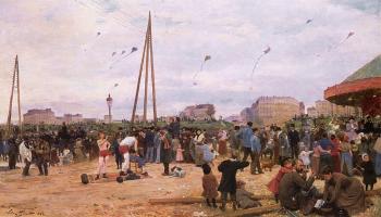 Victor Gabriel Gilbert : The Fairgrounds at Porte de Clignancourt, Paris